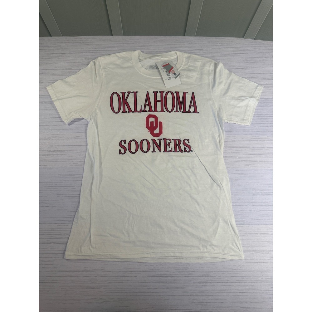 CSA Oklahoma Sooners T-Shirt Womens Medium White OU NCAA College Graphic Tee NWT